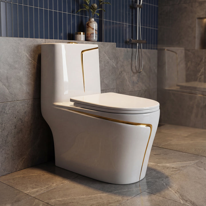 Vaso Sanitário Monobloco Premium Dourado Grammes OSLO - Foto 2