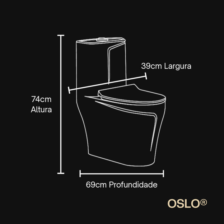 Vaso Sanitário Monobloco Premium Dourado Grammes OSLO - Foto 9